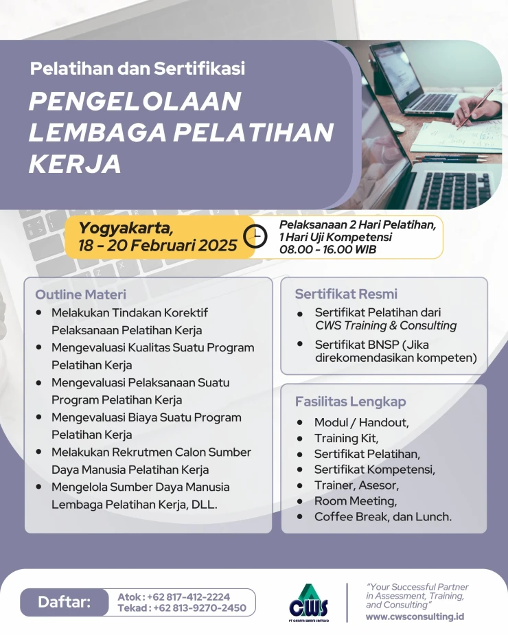 TOT Pengelolaan Lembaga Pelatihan Kerja